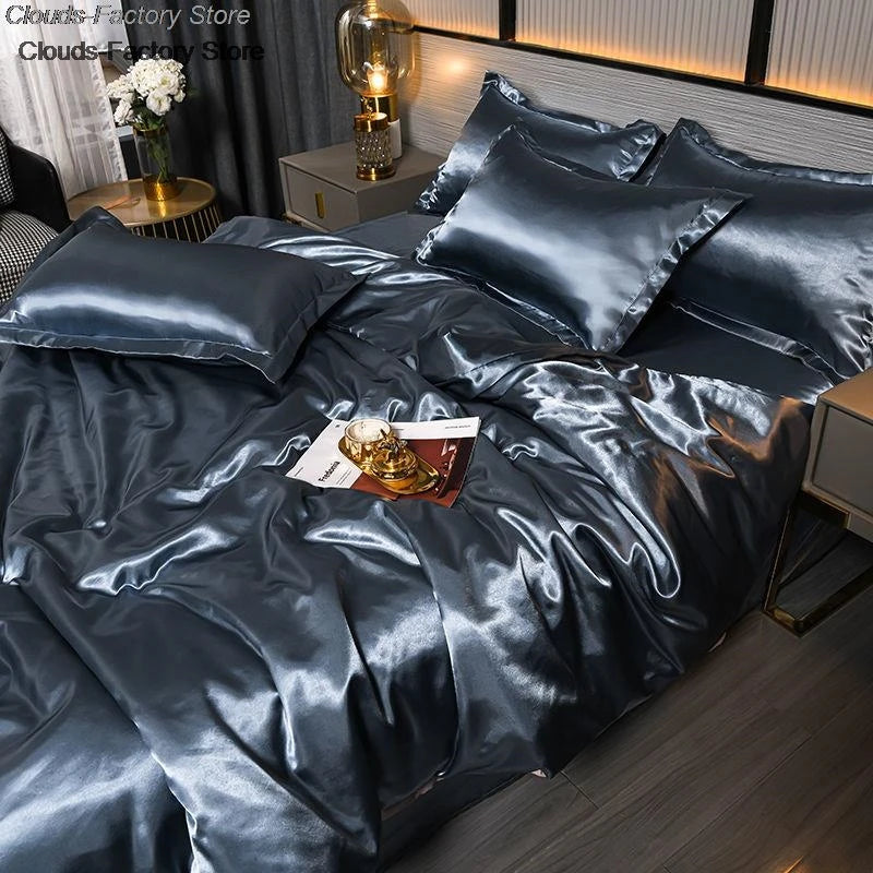 Luxury Mulberry Silky Blending Bedding Set Queen High-end Satin Duvet Cover