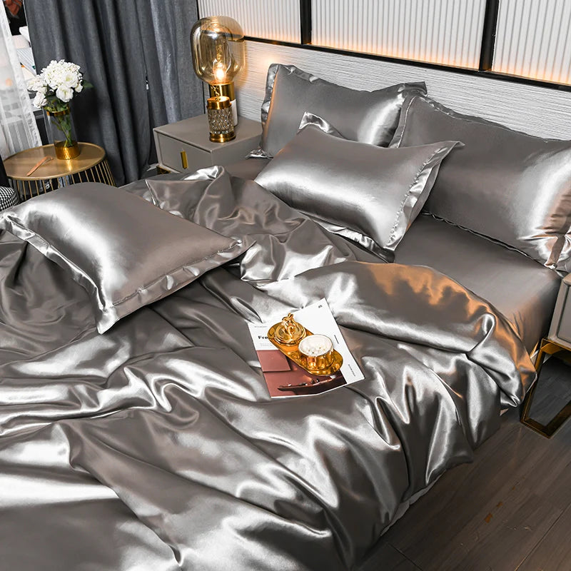 Luxury Mulberry Silky Blending Bedding Set Queen High-end Satin Duvet Cover