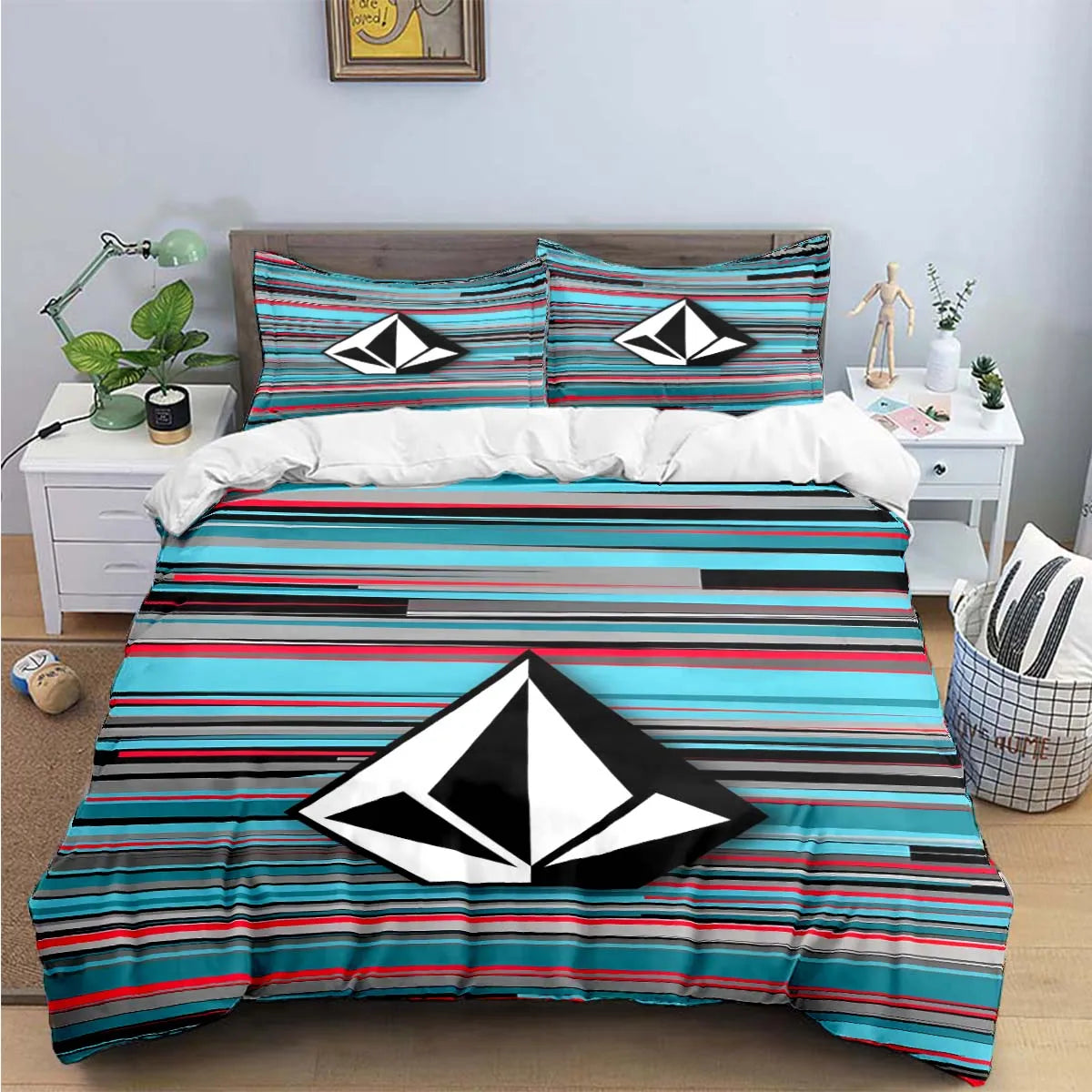 Exquisite V-VOLCOM Print Bedding Sets Exquisite Bed Supplies Set Duvet Cover Bed