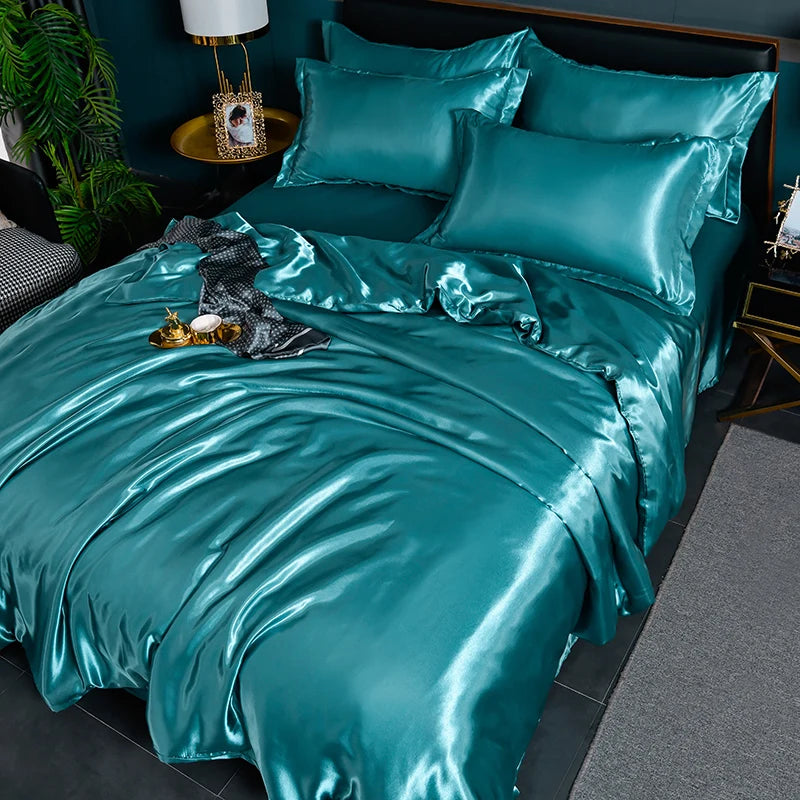 Luxury Mulberry Silky Blending Bedding Set Queen High-end Satin Duvet Cover