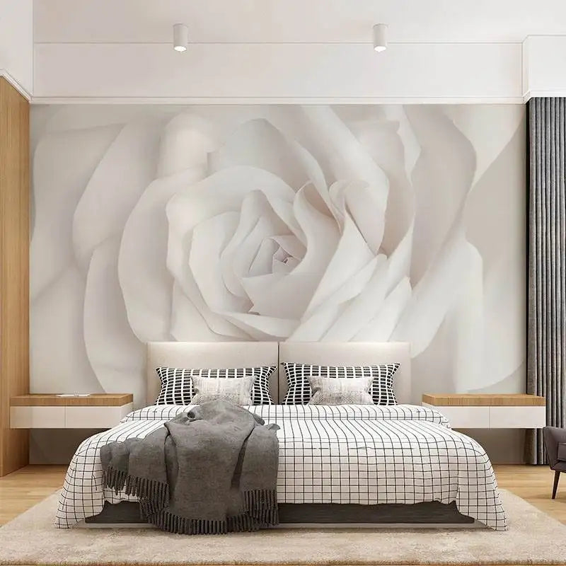 Custom White rose Wallpaper Mural Bedroom Living Room TV Background papel de parede