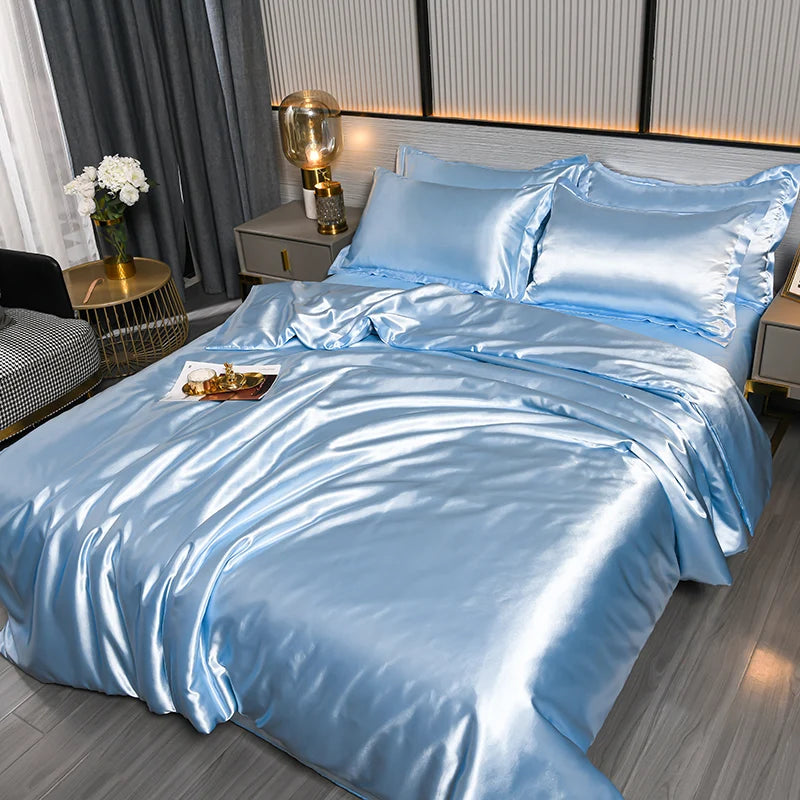 Luxury Mulberry Silky Blending Bedding Set Queen High-end Satin Duvet Cover