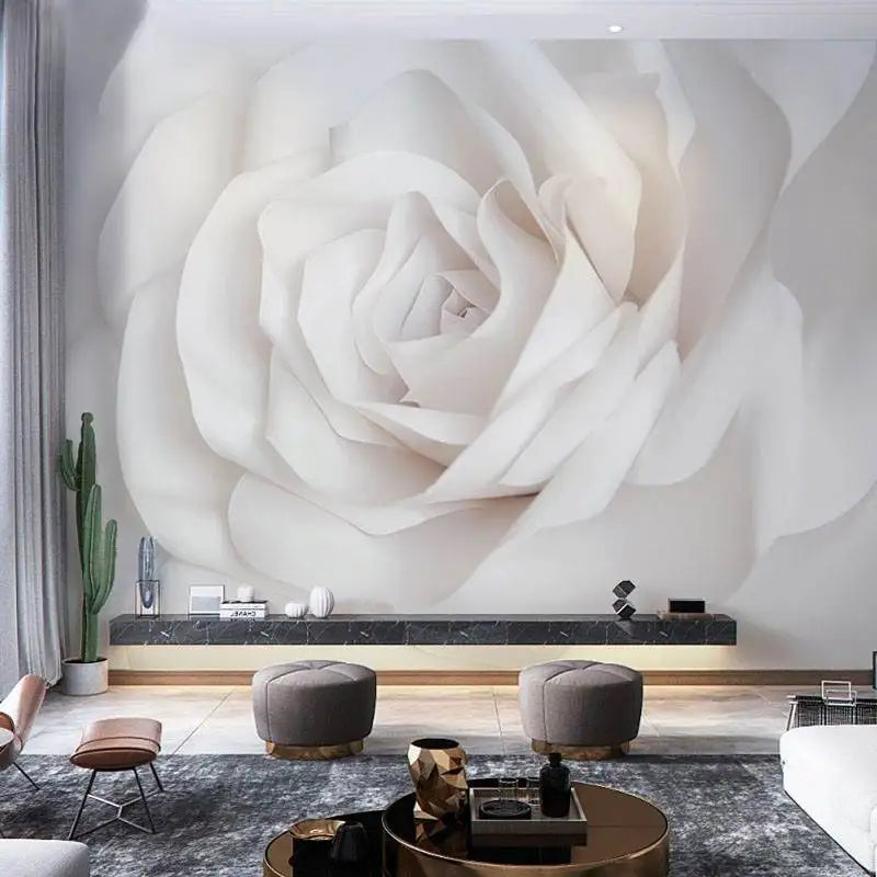 Custom White rose Wallpaper Mural Bedroom Living Room TV Background papel de parede