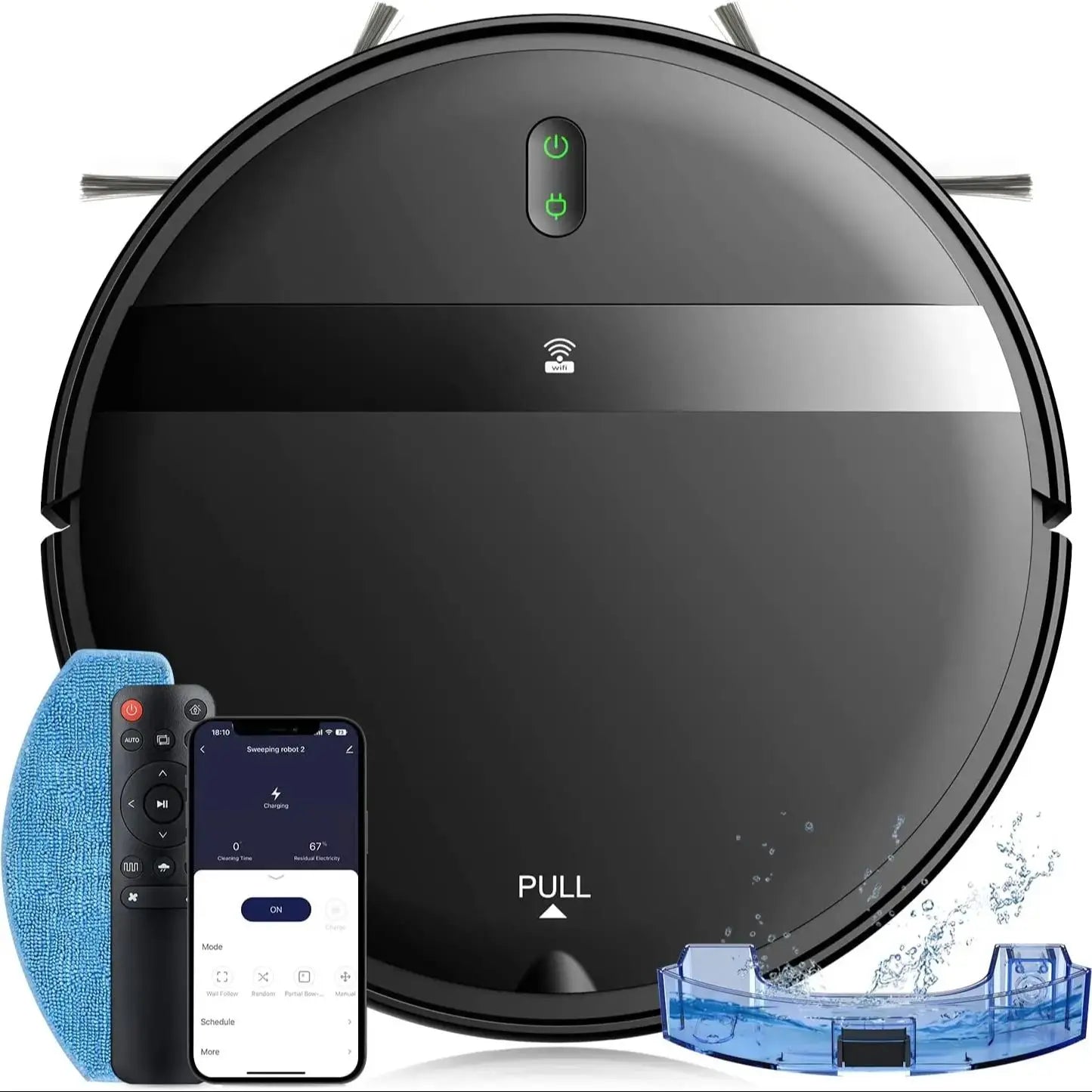 Robot Vacuum Cleaner 1400Pa Strong Suction 2500mAh Battery 3in1