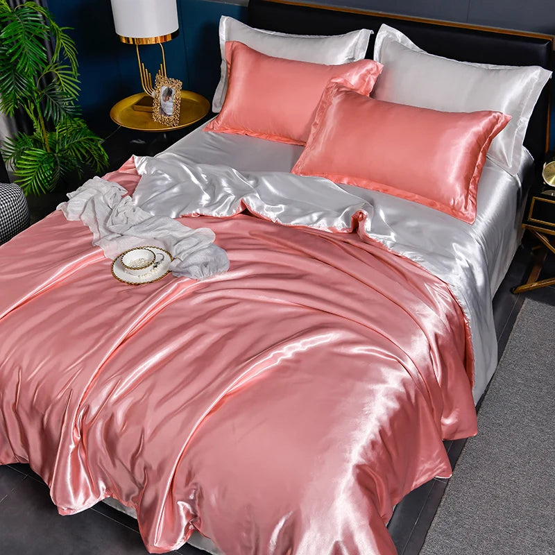 Luxury Mulberry Silky Blending Bedding Set Queen High-end Satin Duvet Cover