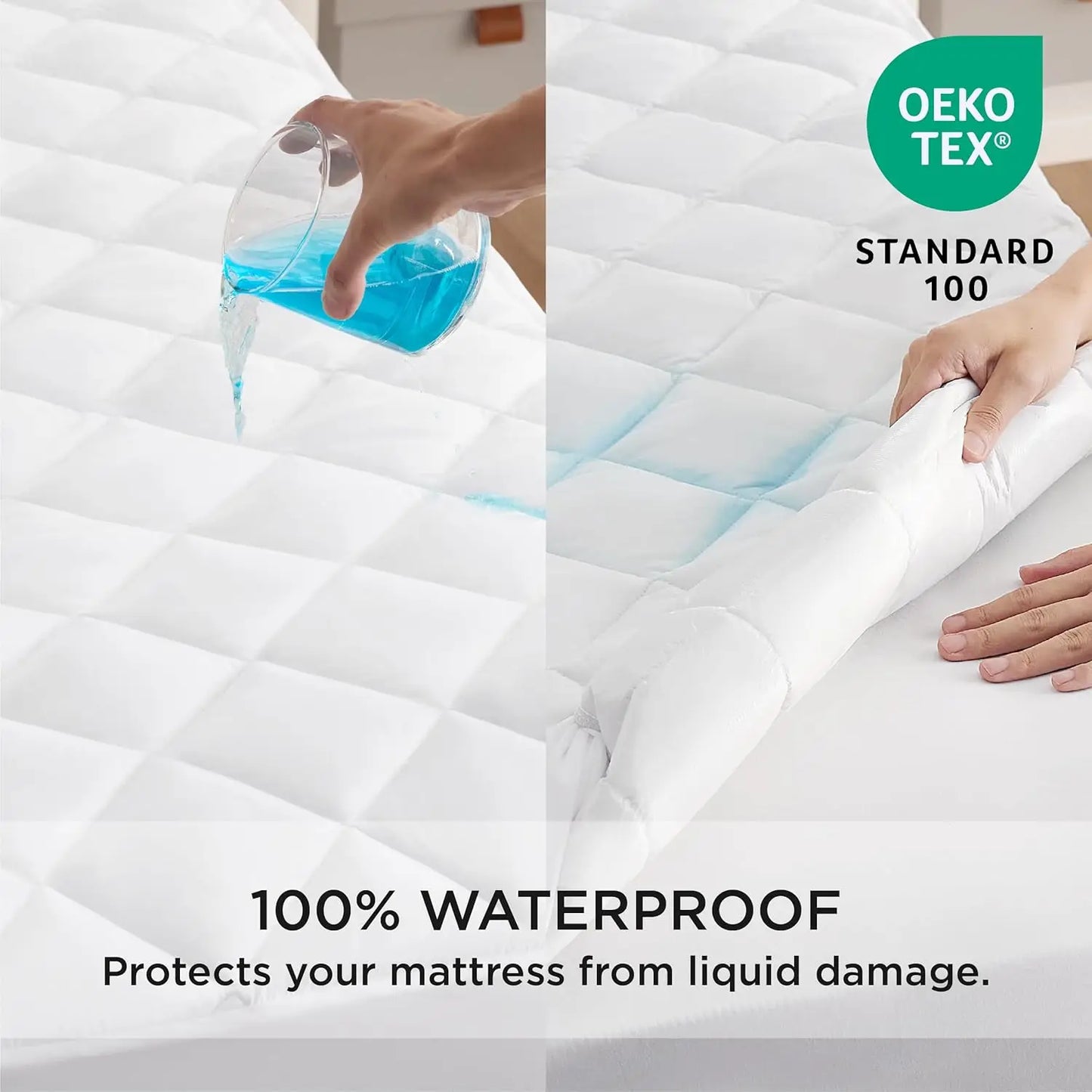 Bedsure Waterproof Mattress Protector, Quilted Mattress Pad Noiseless Soft Breathable Mattress Cover