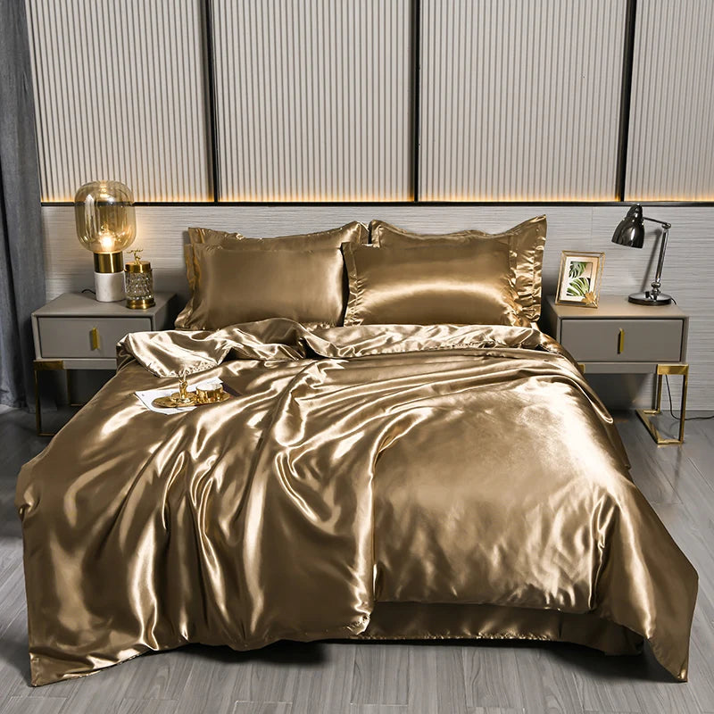 Luxury Mulberry Silky Blending Bedding Set Queen High-end Satin Duvet Cover