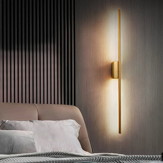 Long Strip Line Copper Wall Sconce Living Room Decoration Vintage Nordic LED Lighting