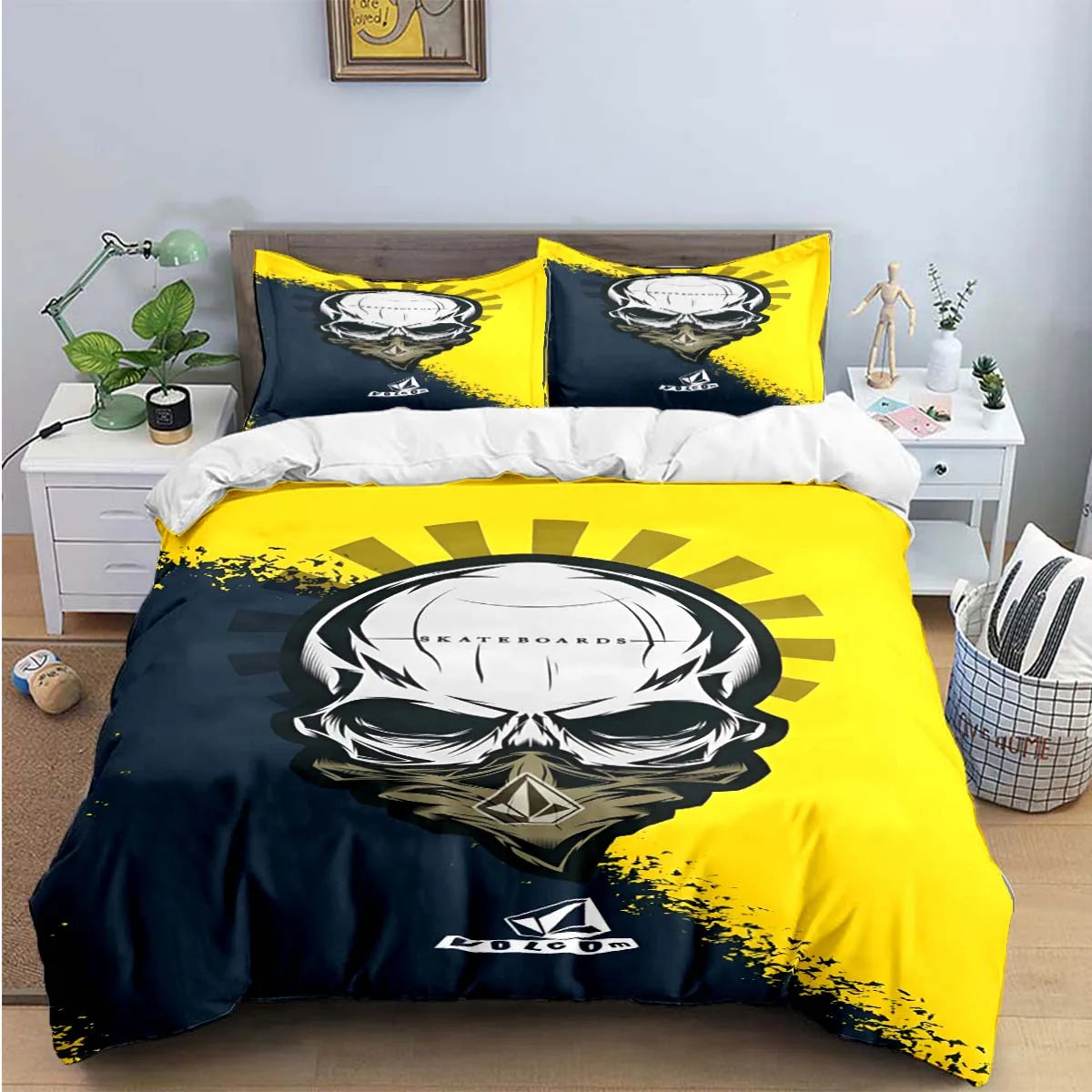 Exquisite V-VOLCOM Print Bedding Sets Exquisite Bed Supplies Set Duvet Cover Bed