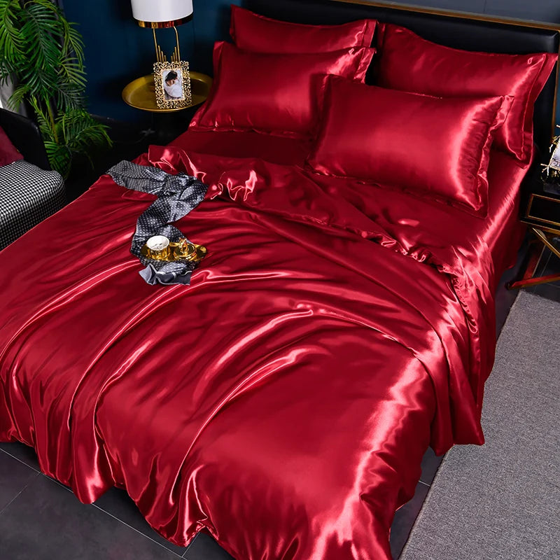 Luxury Mulberry Silky Blending Bedding Set Queen High-end Satin Duvet Cover