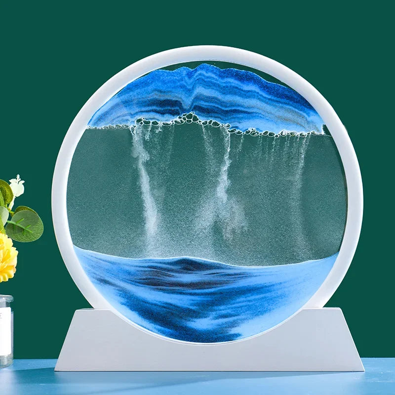 Sand Art Picture Round Glass Deep Sea Sandscape Hourglass Quicksand Craft