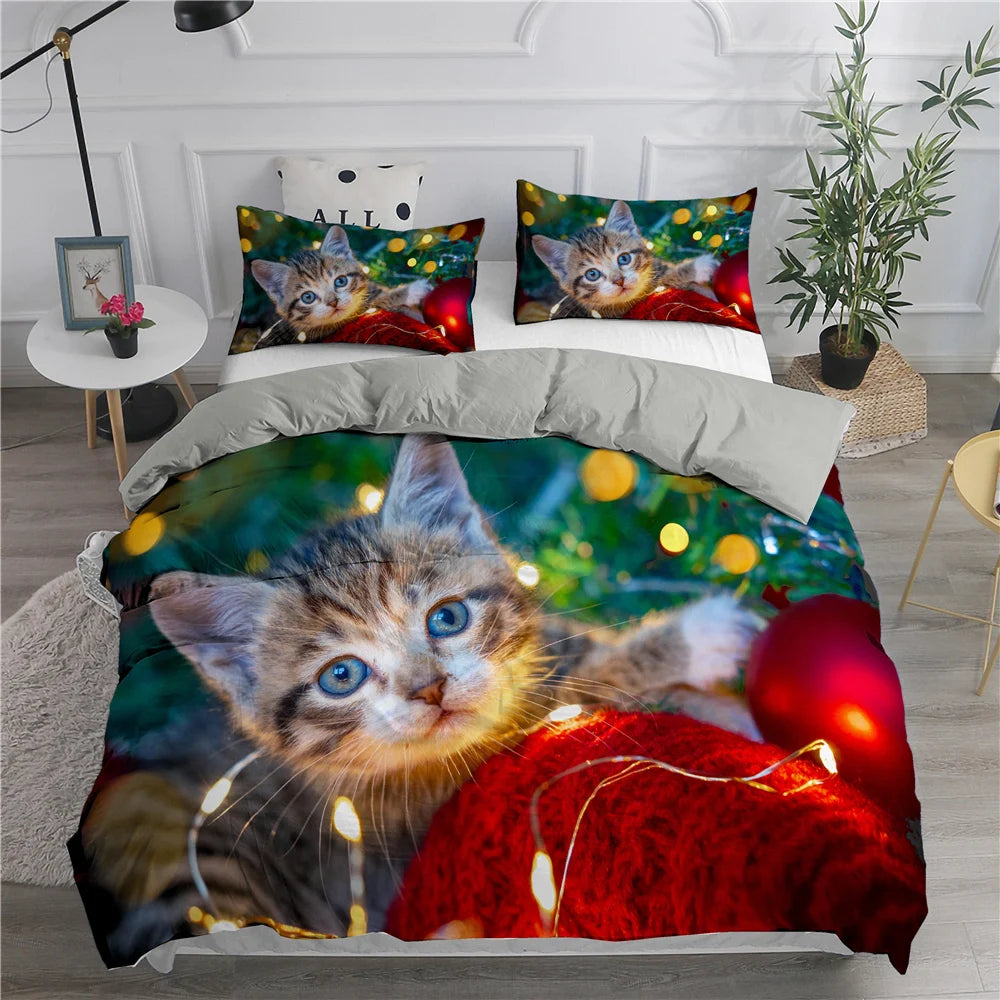 Cartoon Bedding Set Cute Cats Printed 3D Duvet Cover Set Twin Full Queen King