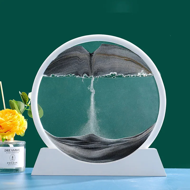 Sand Art Picture Round Glass Deep Sea Sandscape Hourglass Quicksand Craft