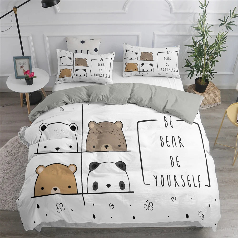 Cartoon Bedding Set Cute Cats Printed 3D Duvet Cover Set Twin Full Queen King