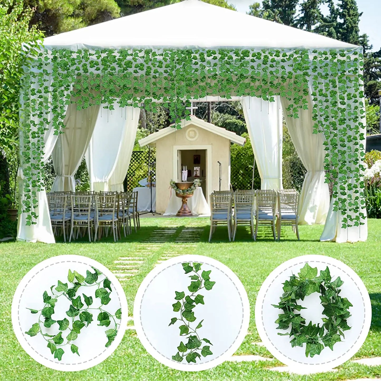 Leaves 2.1m Artificial Plants Green Ivy Garland Wall Hanging Vine Silk Ivy